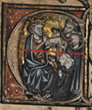 Edward I presents a charter confirming the university’s privileges to Cambridge doctors, 1292 (UA Luard 7* detail)