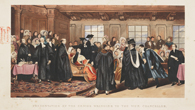 Presentation of the senior wrangler to the vice-chancellor in the Senate House, ca 1840 (from Huber and Newman English Universities (1843) Cam.c.843.1)