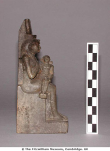 Limestone statuette of Isis and Horus