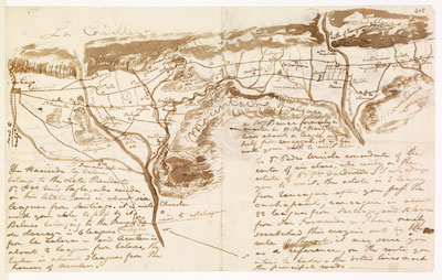 sketch map of a route through the Cordillera of the Andes for Darwin