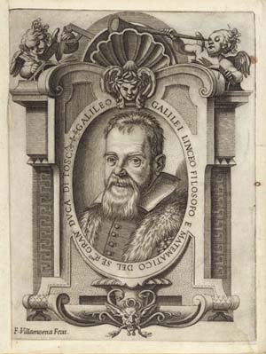 A portrait of Galileo forming the frontispiece of the first edition of Il saggiatore, Rome, 1623