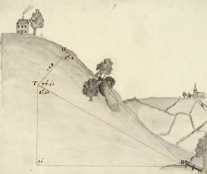 A perspective drawing from an eighteenth-century geometrical exercise book, probably made by a pupil of the mathematician and teacher William Jones