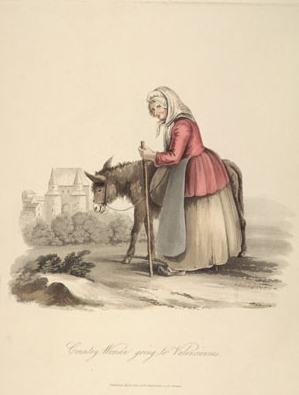 A woman on her way to sell potatoes in Valenciennes, from Miss Semple’s The costume of the Netherlands… after drawings from nature (London, 1817)